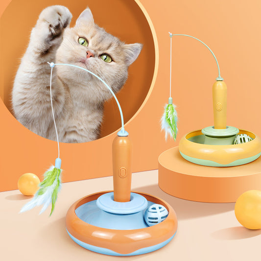 Jouet 2-en-1 pour chat – Plume interactive auto-jeu